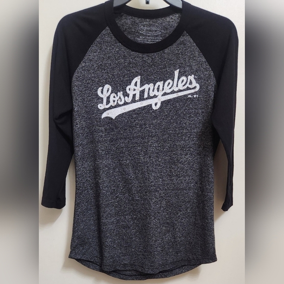 NEW Los Angeles Dodgers S Small Charcoal Black Diamonds Bling Shirt Majestic MLB - Picture 6 of 6